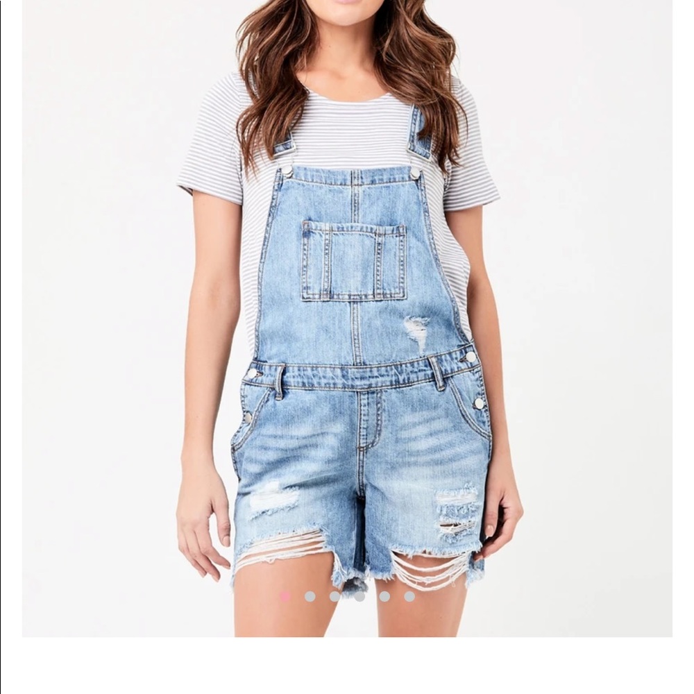 Ripe destroyed maternity short overalls